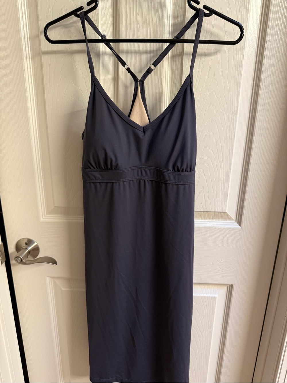 Athleta grey lined V-neck Y-back athletic dress